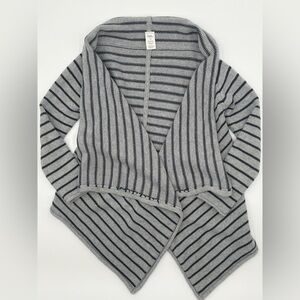 Tea Collection Girls 8 10 Striped Cotton Cardigan Gray Navy‎ Open Front